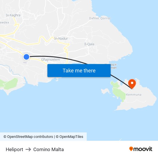 Heliport to Comino Malta map