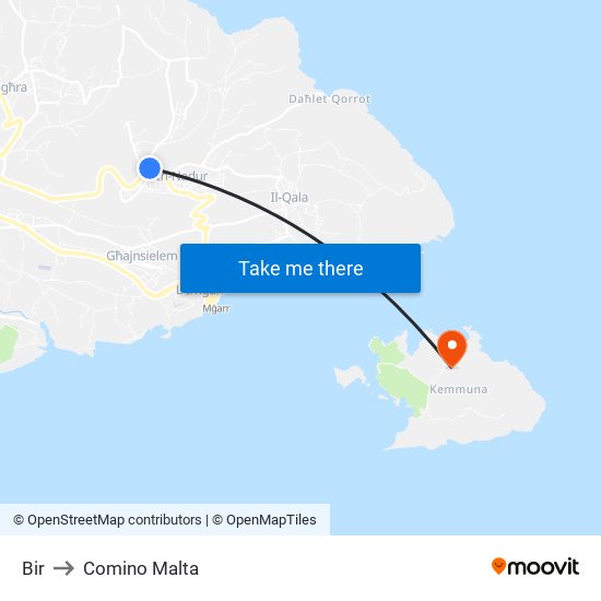 Bir to Comino Malta map