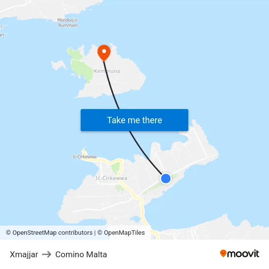 Xmajjar to Comino Malta map