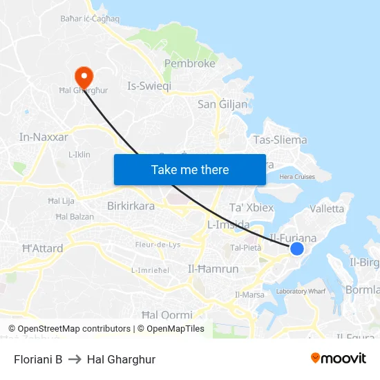 Floriani B to Hal Gharghur map