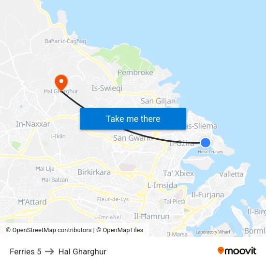 Ferries 5 to Hal Gharghur map
