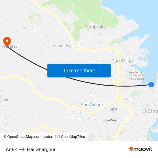 Antik to Hal Gharghur map