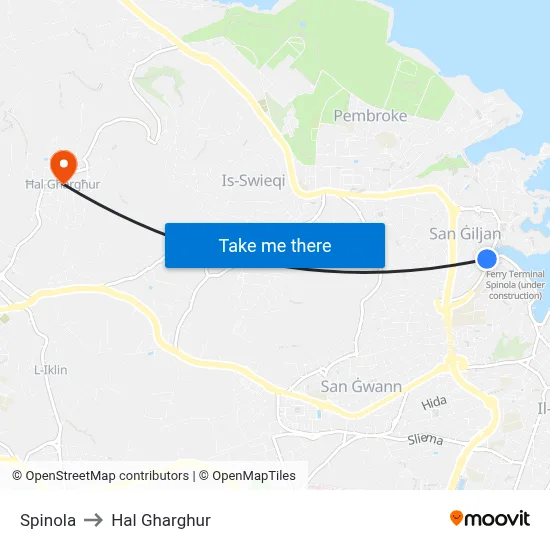 Spinola to Hal Gharghur map