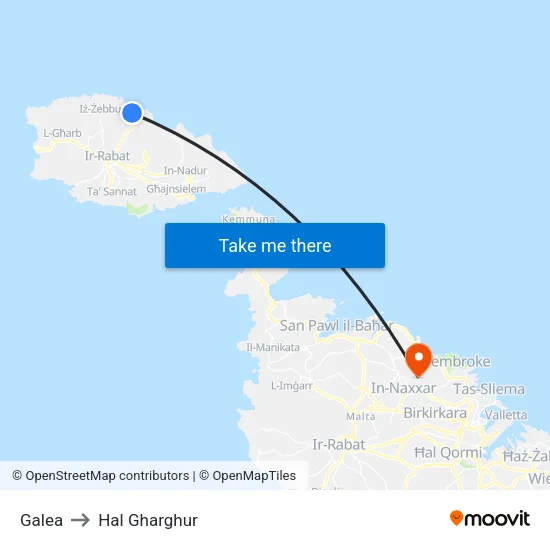 Galea to Hal Gharghur map
