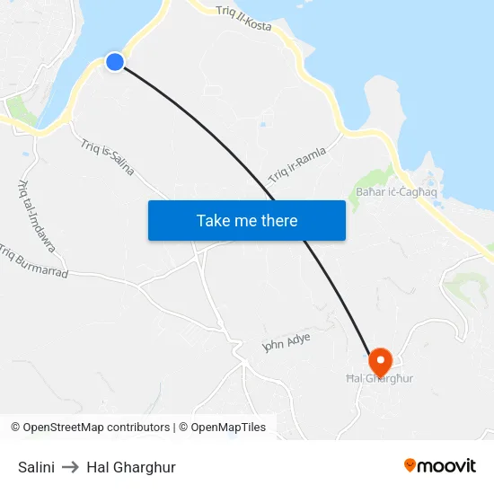 Salini to Hal Gharghur map