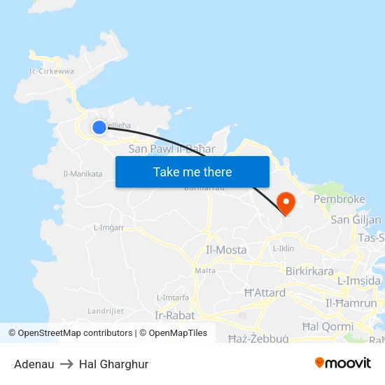 Adenau to Hal Gharghur map