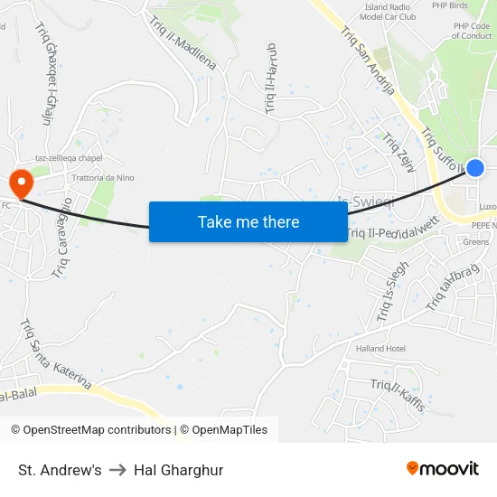 St. Andrew's to Hal Gharghur map
