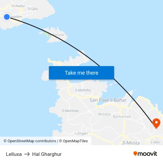 Lelluxa to Hal Gharghur map