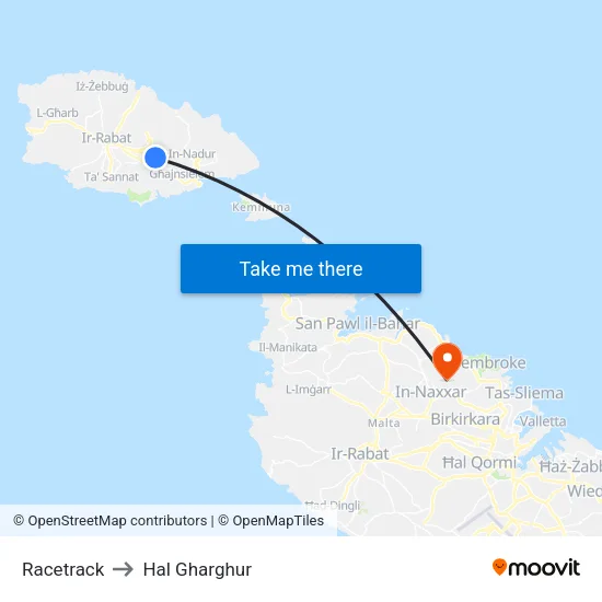 Racetrack to Hal Gharghur map