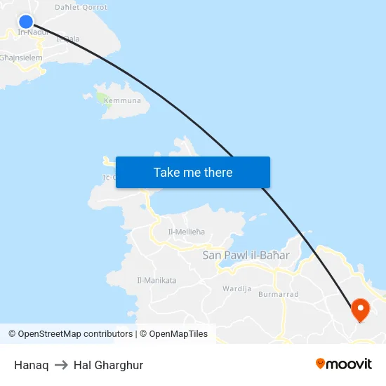 Hanaq to Hal Gharghur map