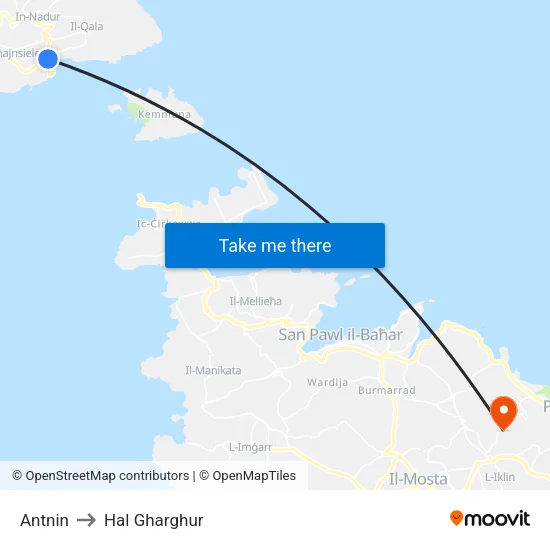 Antnin to Hal Gharghur map