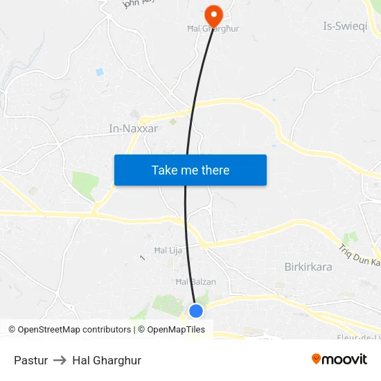 Pastur to Hal Gharghur map