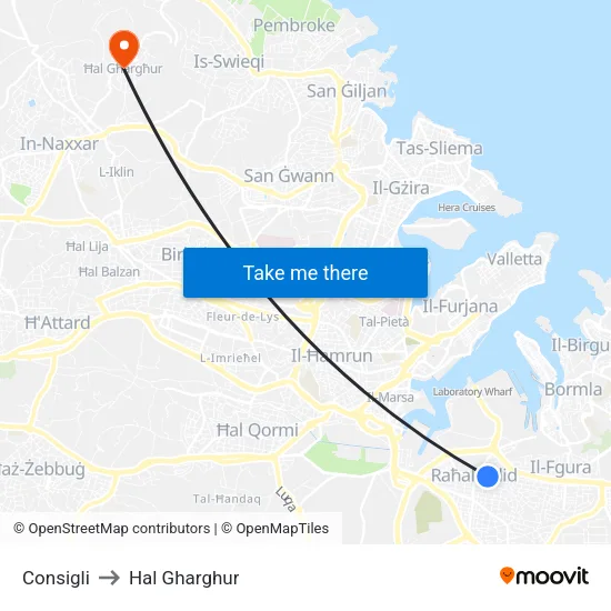 Consigli to Hal Gharghur map