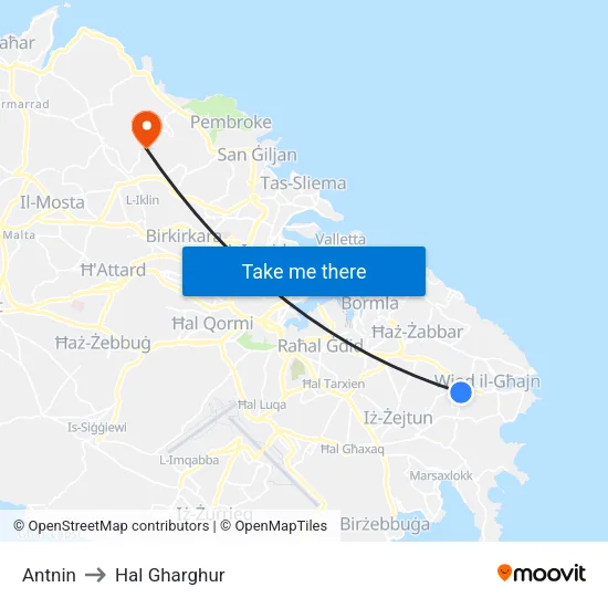 Antnin to Hal Gharghur map