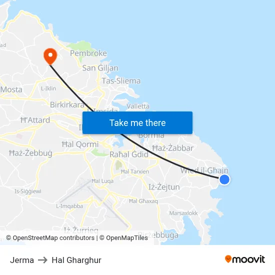 Jerma to Hal Gharghur map