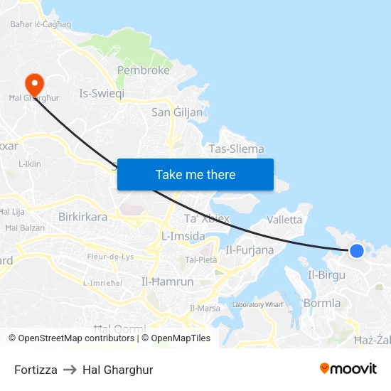 Fortizza to Hal Gharghur map