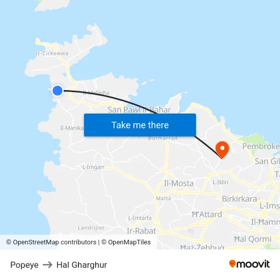 Popeye to Hal Gharghur map