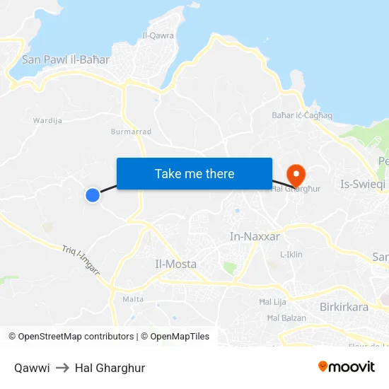 Qawwi to Hal Gharghur map