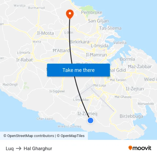 Luq to Hal Gharghur map