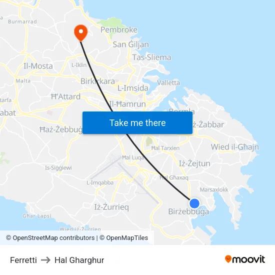 Ferretti to Hal Gharghur map