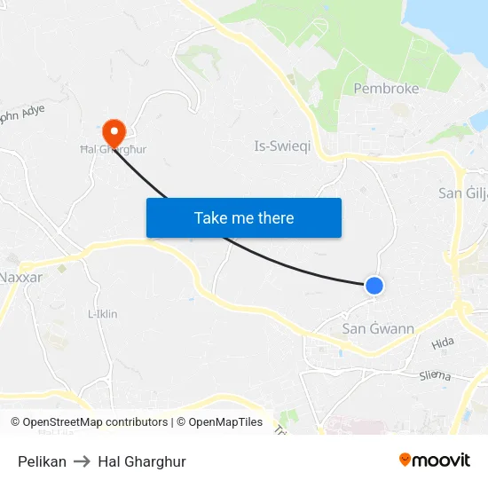 Pelikan to Hal Gharghur map