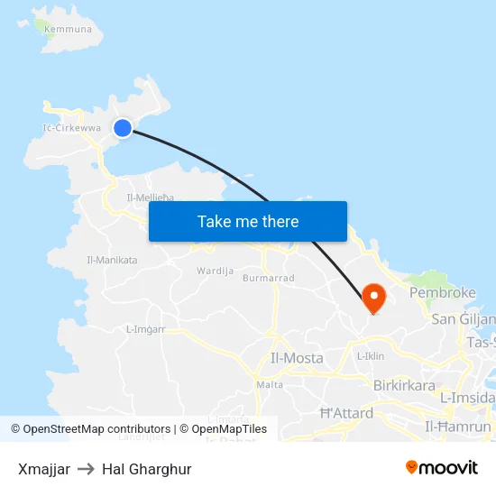 Xmajjar to Hal Gharghur map