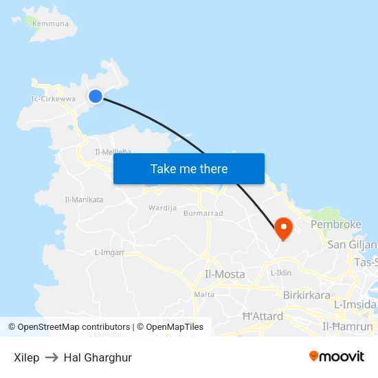 Xilep to Hal Gharghur map