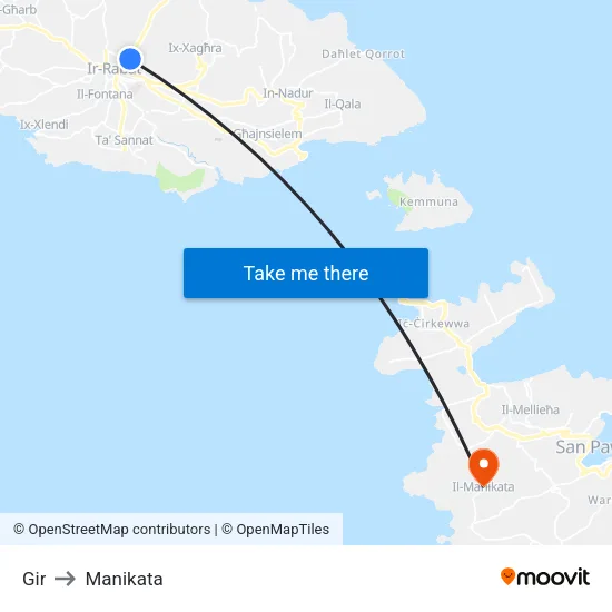 Gir to Manikata map