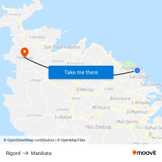 Rigord to Manikata map