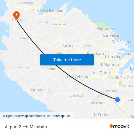 Airport 2 to Manikata map