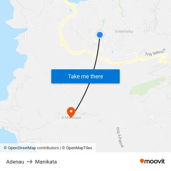 Adenau to Manikata map