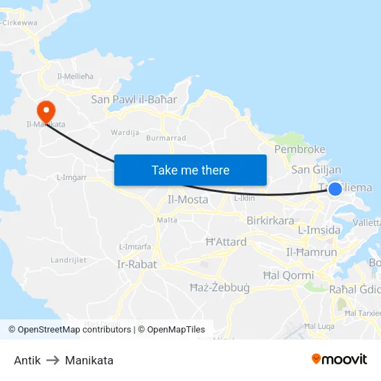 Antik to Manikata map