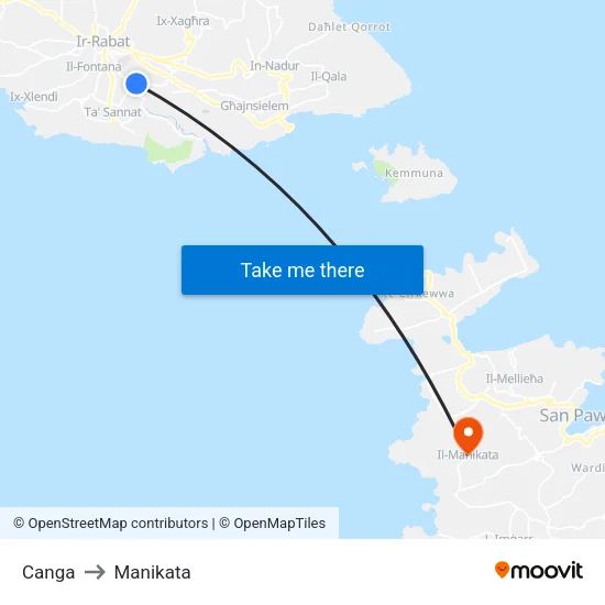Canga to Manikata map