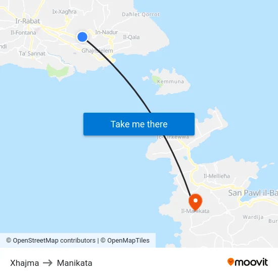 Xhajma to Manikata map