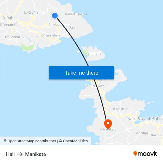 Hali to Manikata map