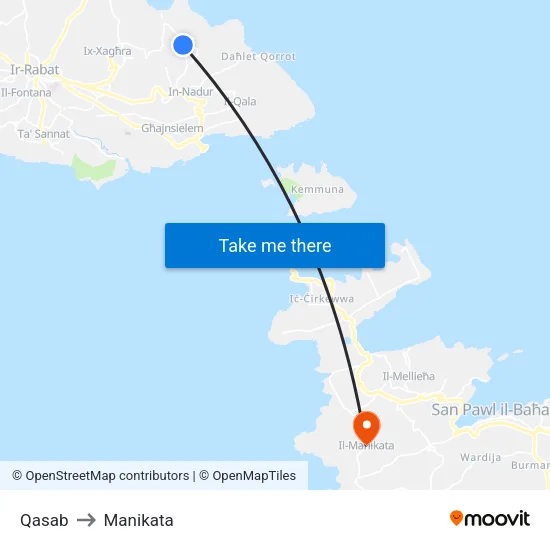 Qasab to Manikata map