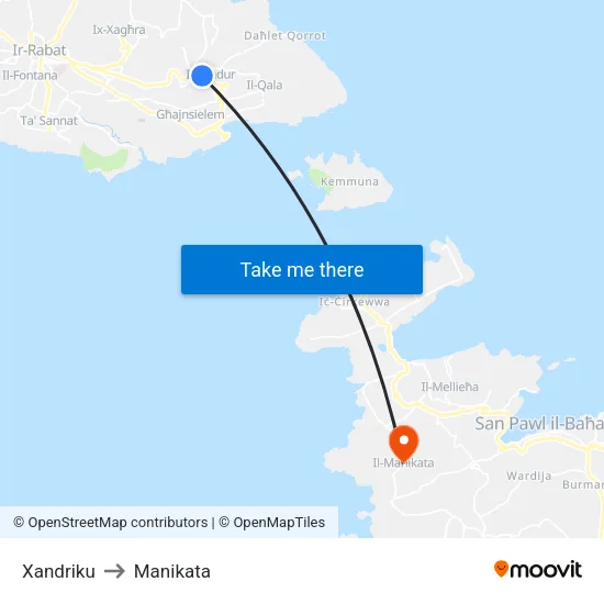 Xandriku to Manikata map