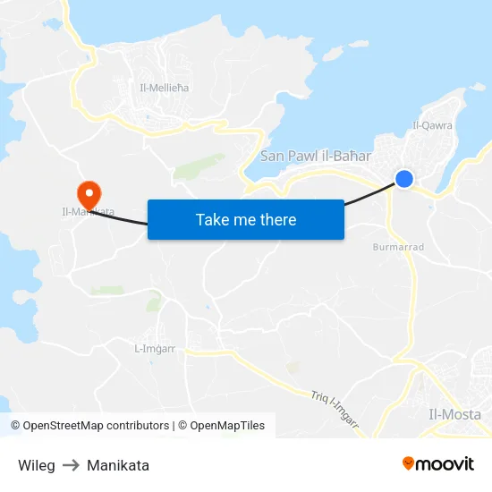 Wileg to Manikata map