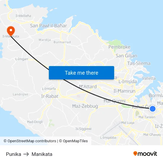 Punika to Manikata map