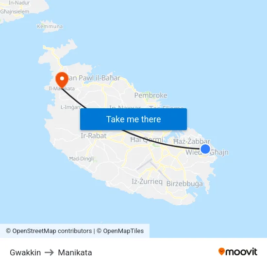 Gwakkin to Manikata map