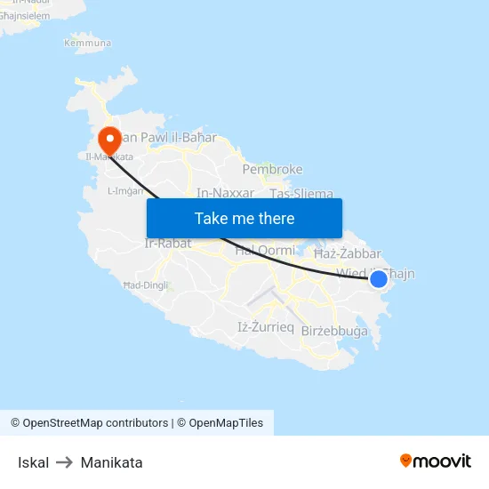 Iskal to Manikata map