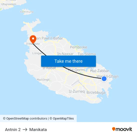 Antnin 2 to Manikata map