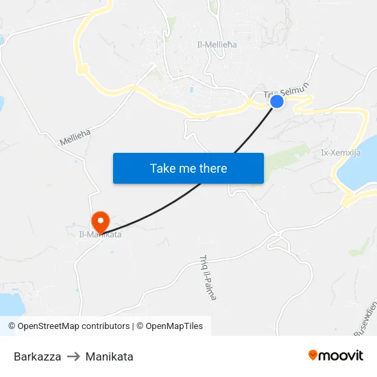 Barkazza to Manikata map