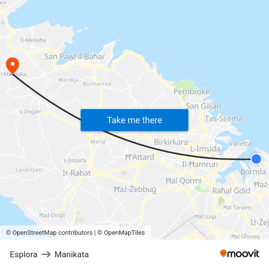 Esplora to Manikata map
