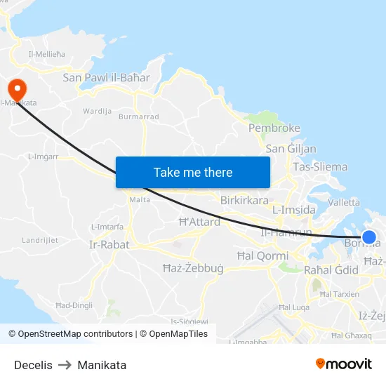 Decelis to Manikata map