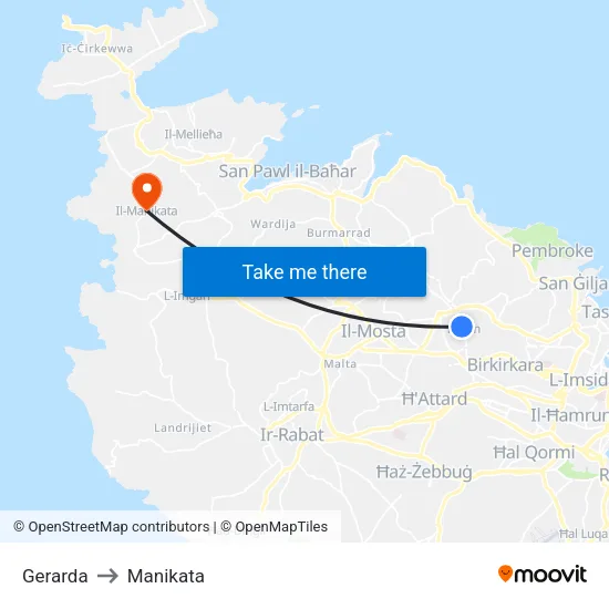 Gerarda to Manikata map