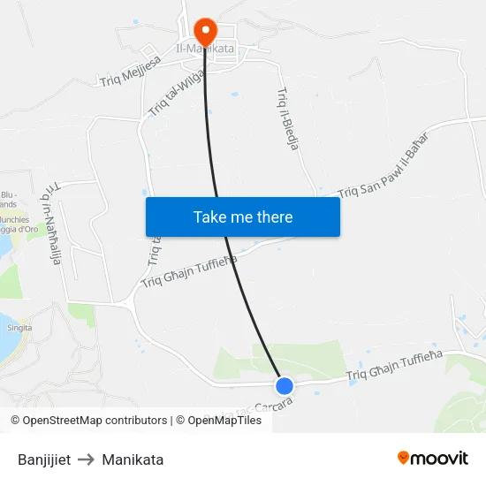 Banjijiet to Manikata map