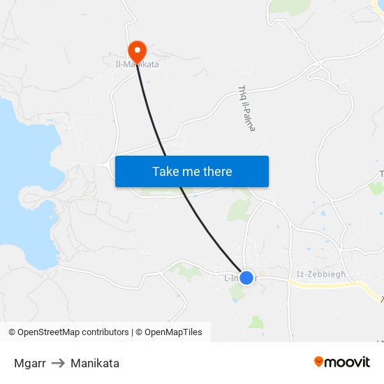 Mgarr to Manikata map