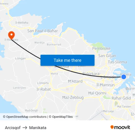 Arcisqof to Manikata map