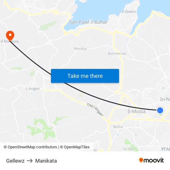 Gellewz to Manikata map